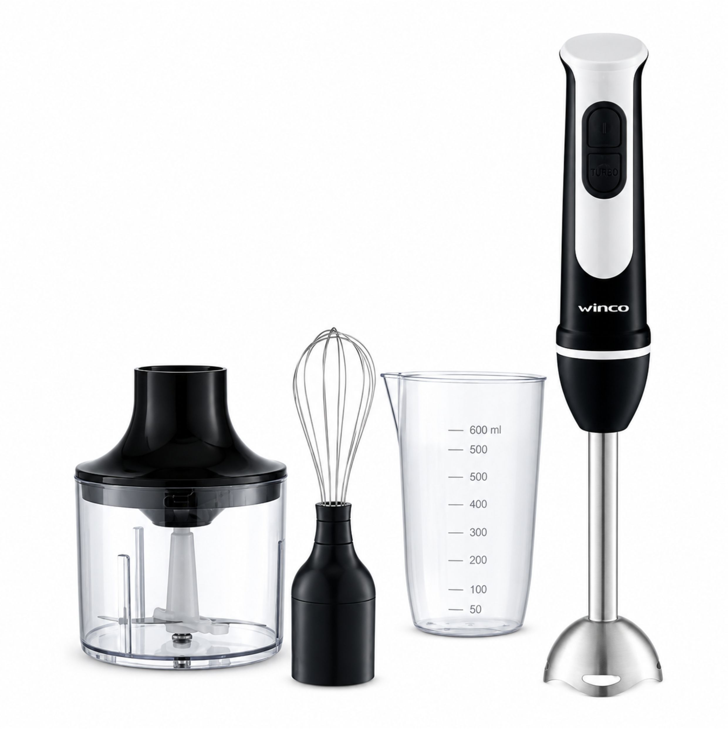 Licuadora De Mano Con Accesorios 400 W Negra Winco W1016n Negro